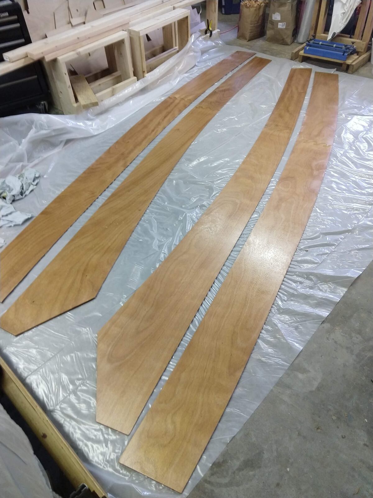 hull panels laid out drying