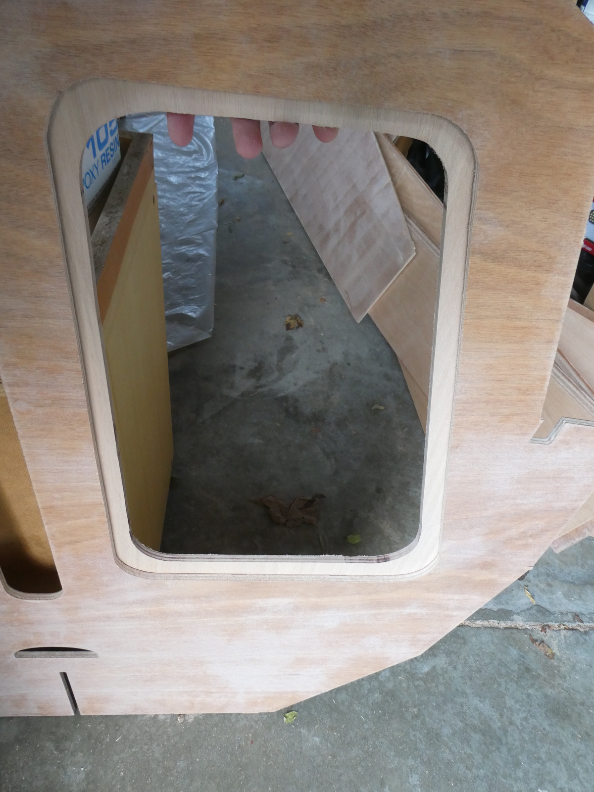 View of hatch opening with backing plate