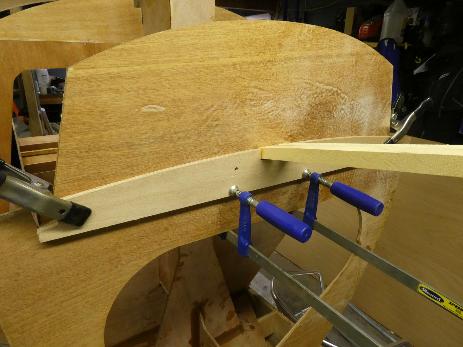 The part in question, clamped roughly where it will be glued