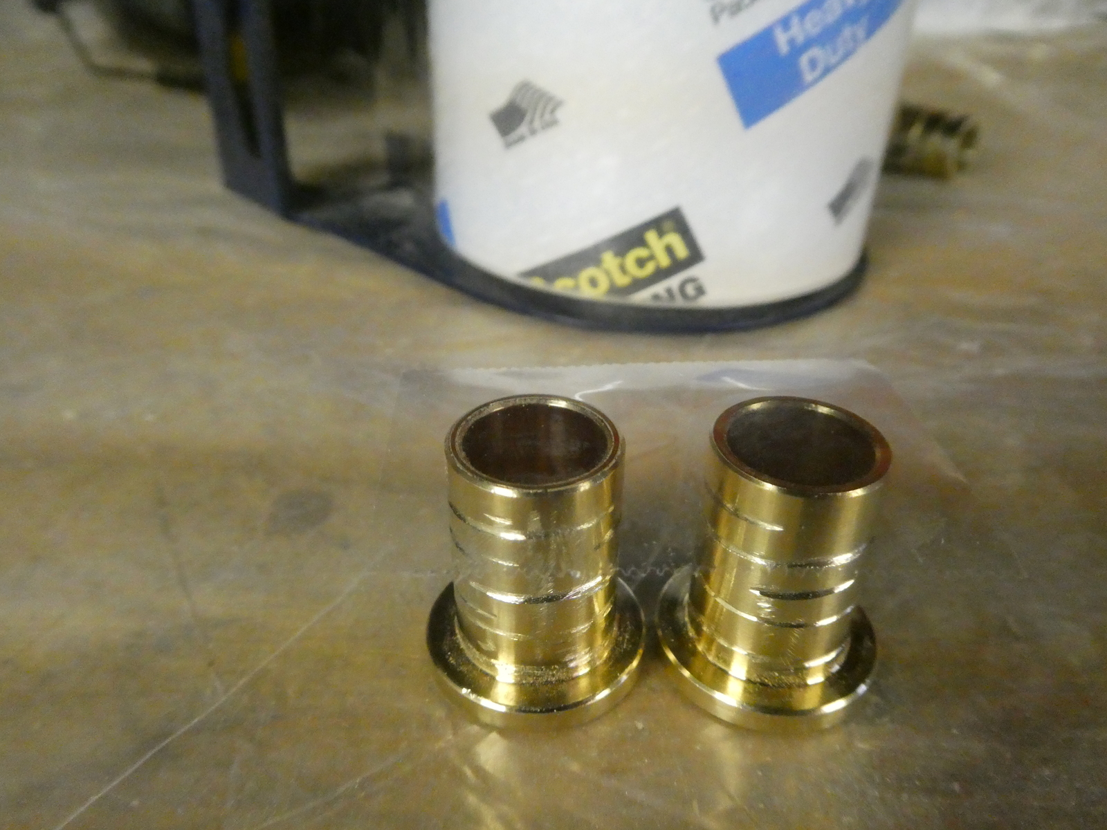 New bushings, scored and ready for epoxy