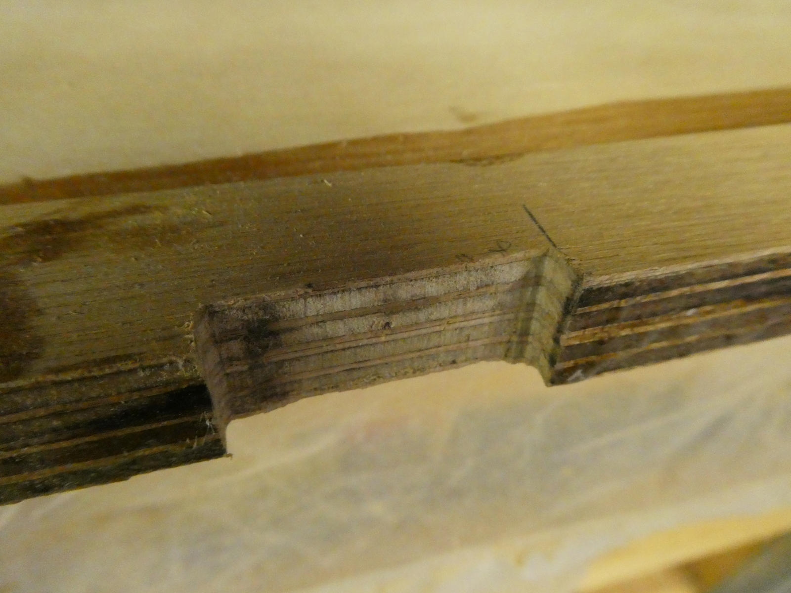 Closeup of a cleaned up mortise