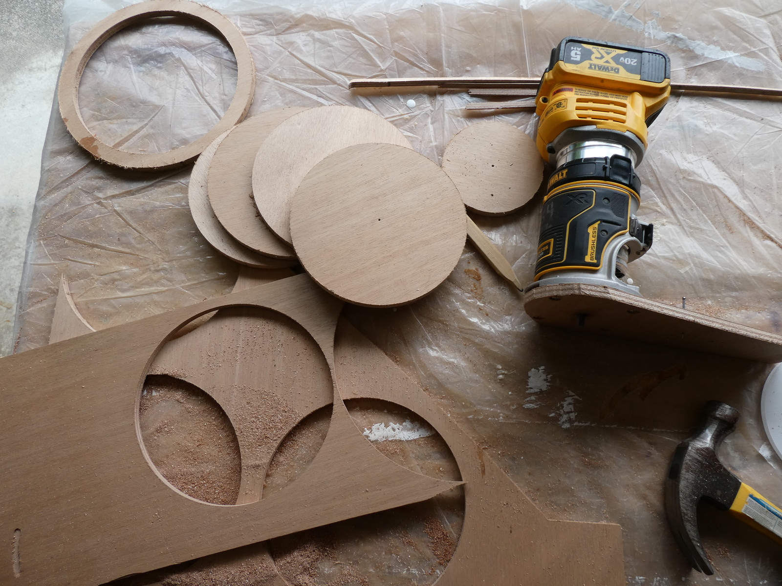 A pile of circles which will turn into portholes