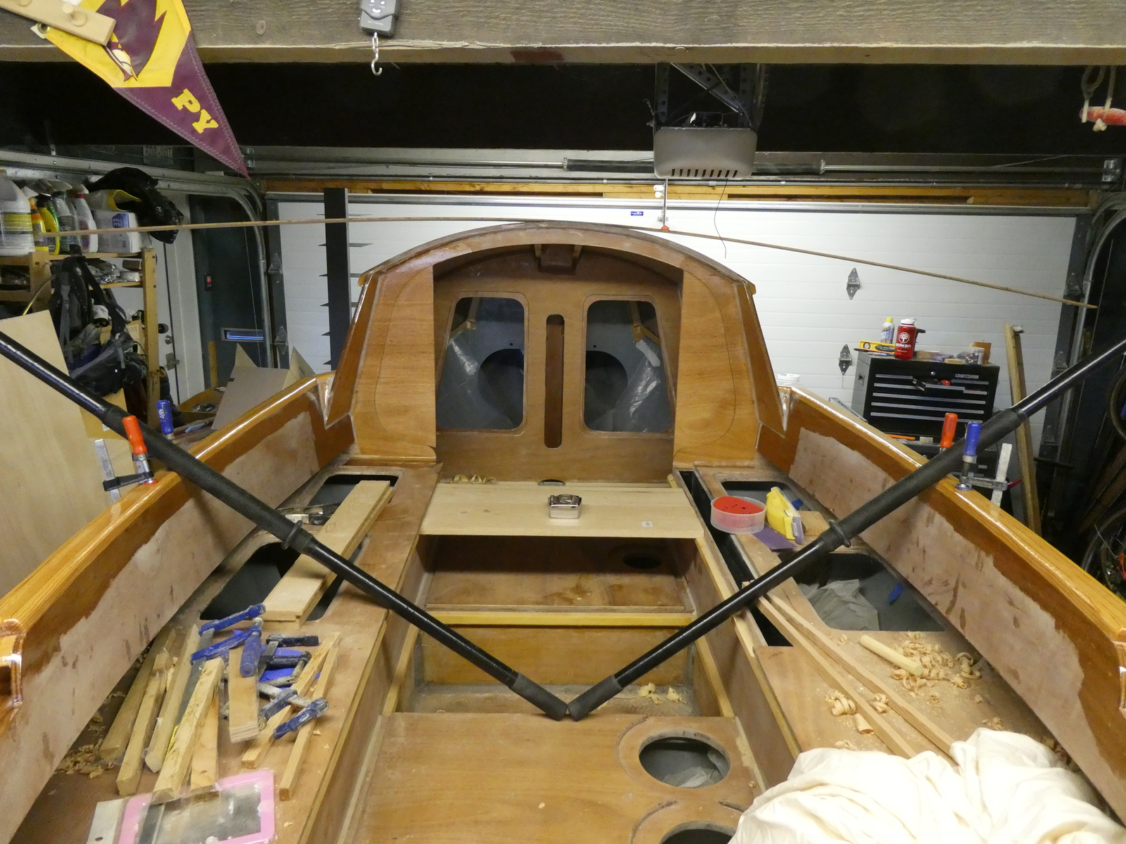 Seat in place, clamps to hold oars, climb in and see how it feels