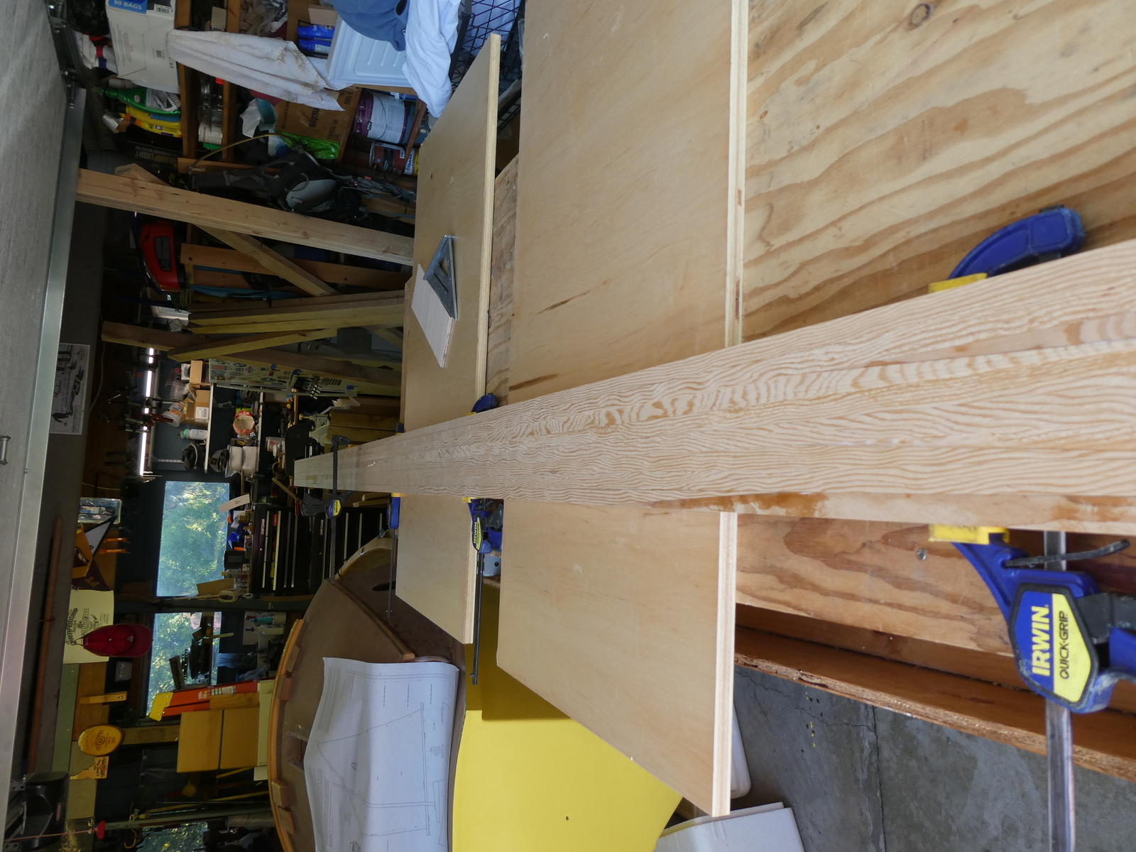 Staves clamped together ready for tapering